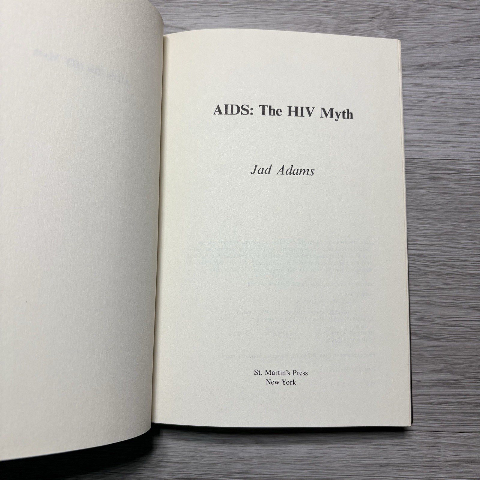 AIDS The HIV Myth By Jad Adams 1989 First US Edition St Martin’s Press HCDJ Book