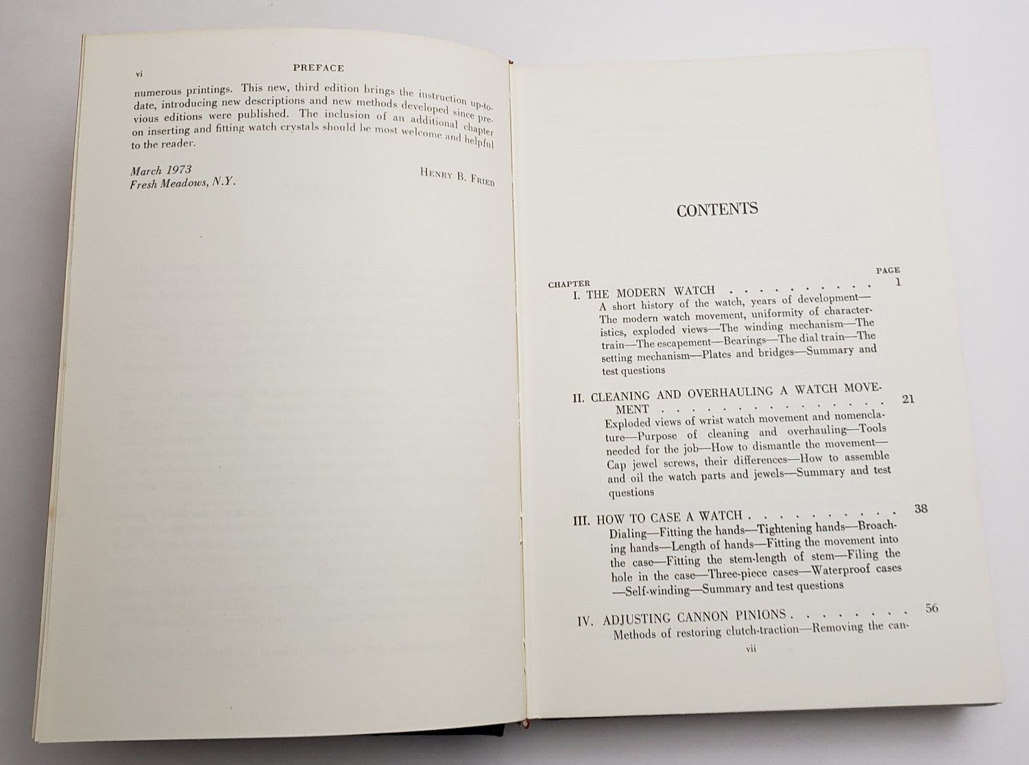 1973 The Watch Repairer’s Manual Henry B. Fried Third Edition No Jacket