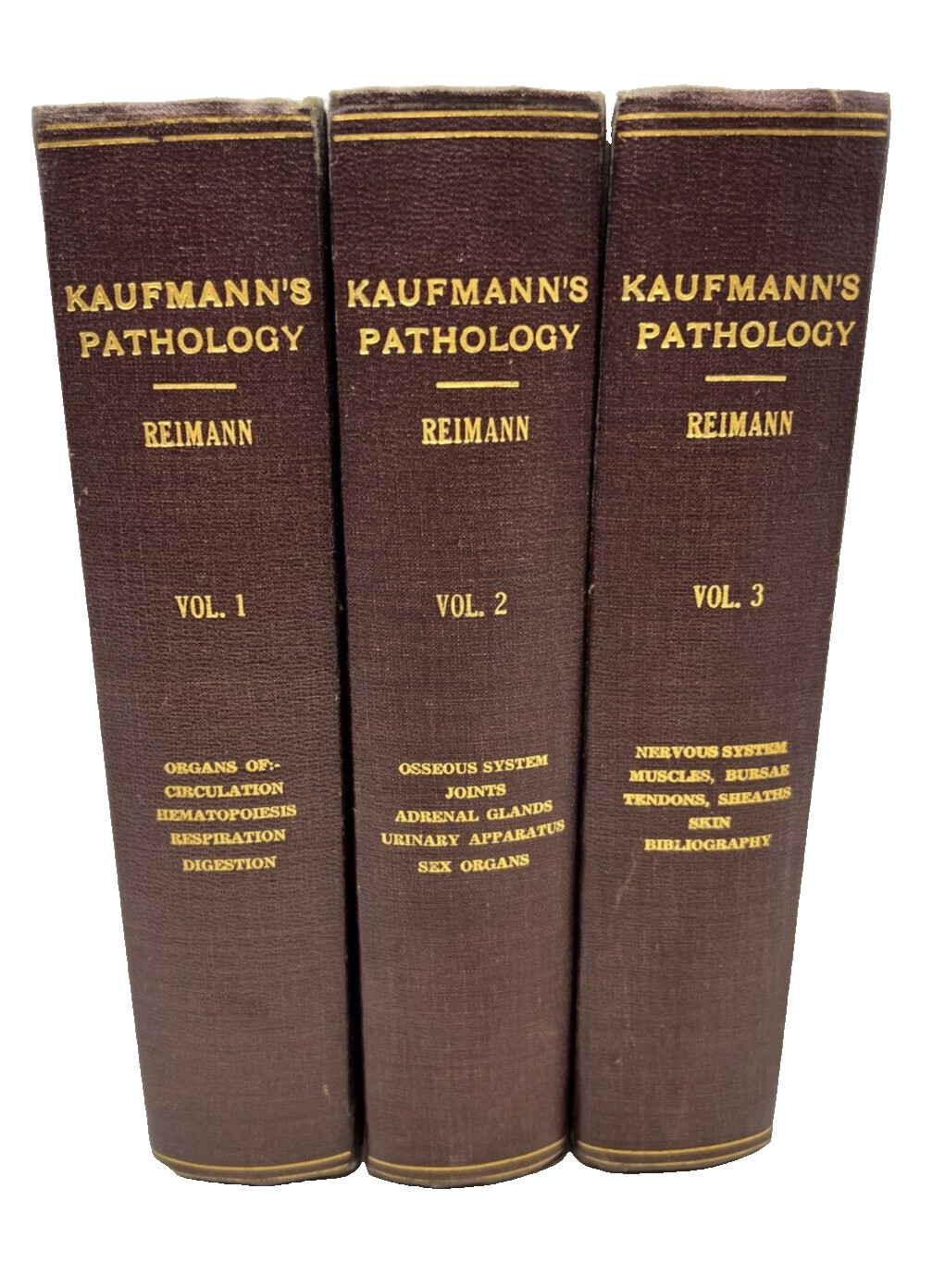 Pathology for Students and Practitioner’s Volumes I, II, III by Kaufmann (1929,H