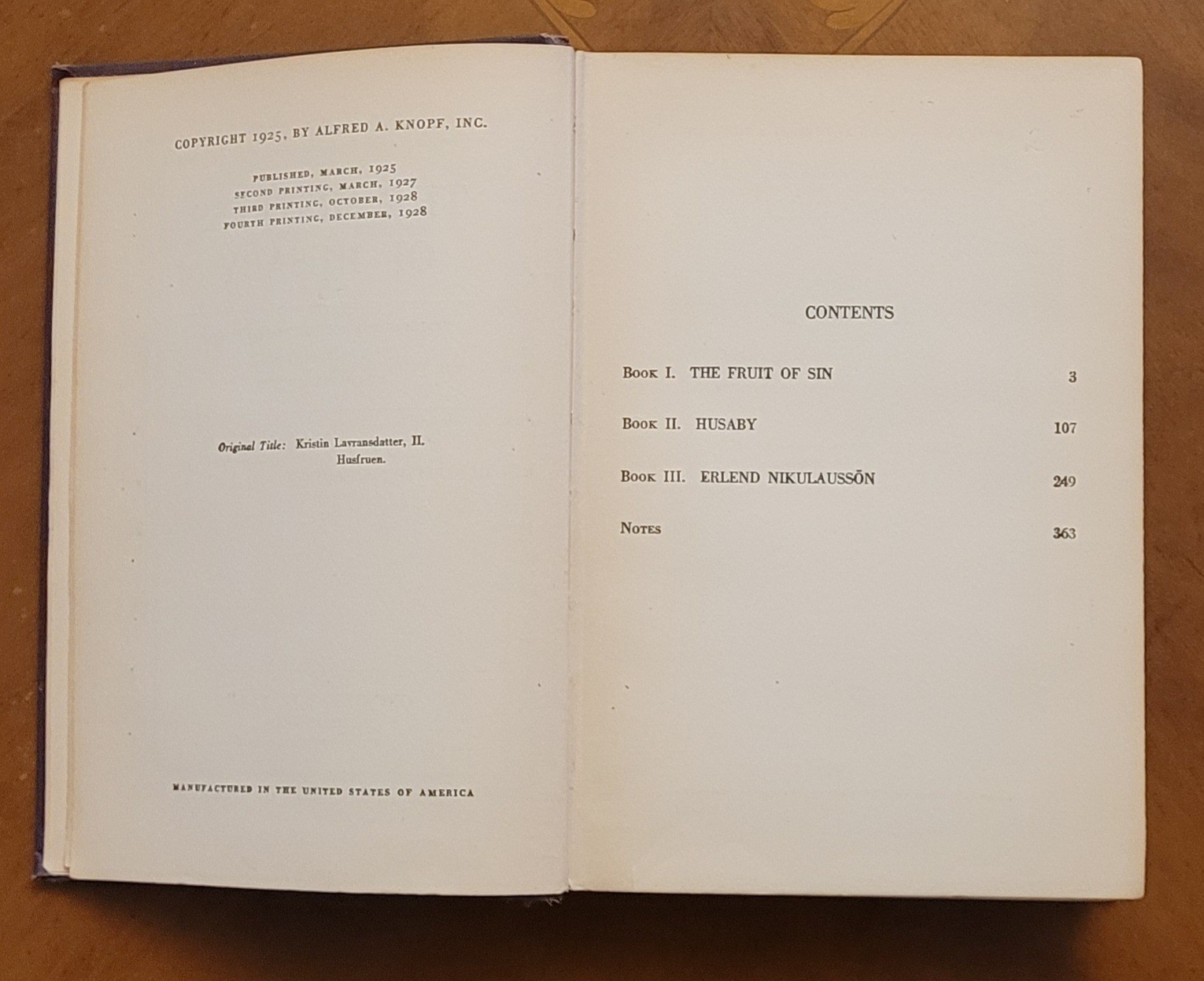 The Mistress of Husaby by Sigrid Undset, 1928, 371 pages.