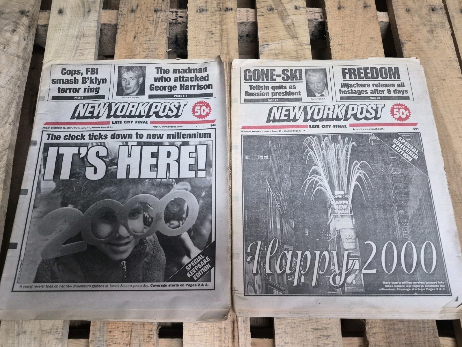 Dec 31,1999 & January 1, 2000 New York Post Newspapers Year 2000 Special Edition