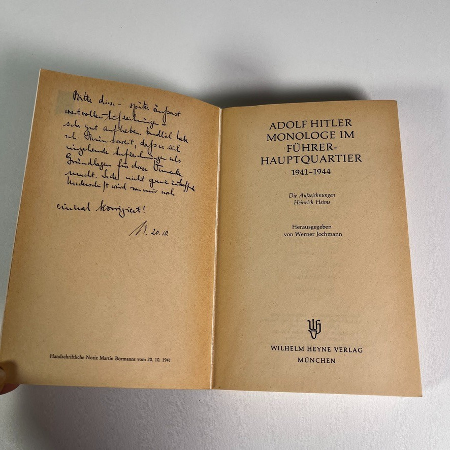 Adolf Hitler: Monologue Im Führer-Hauptquartier 1941-1944 (1982, Paperback) Book