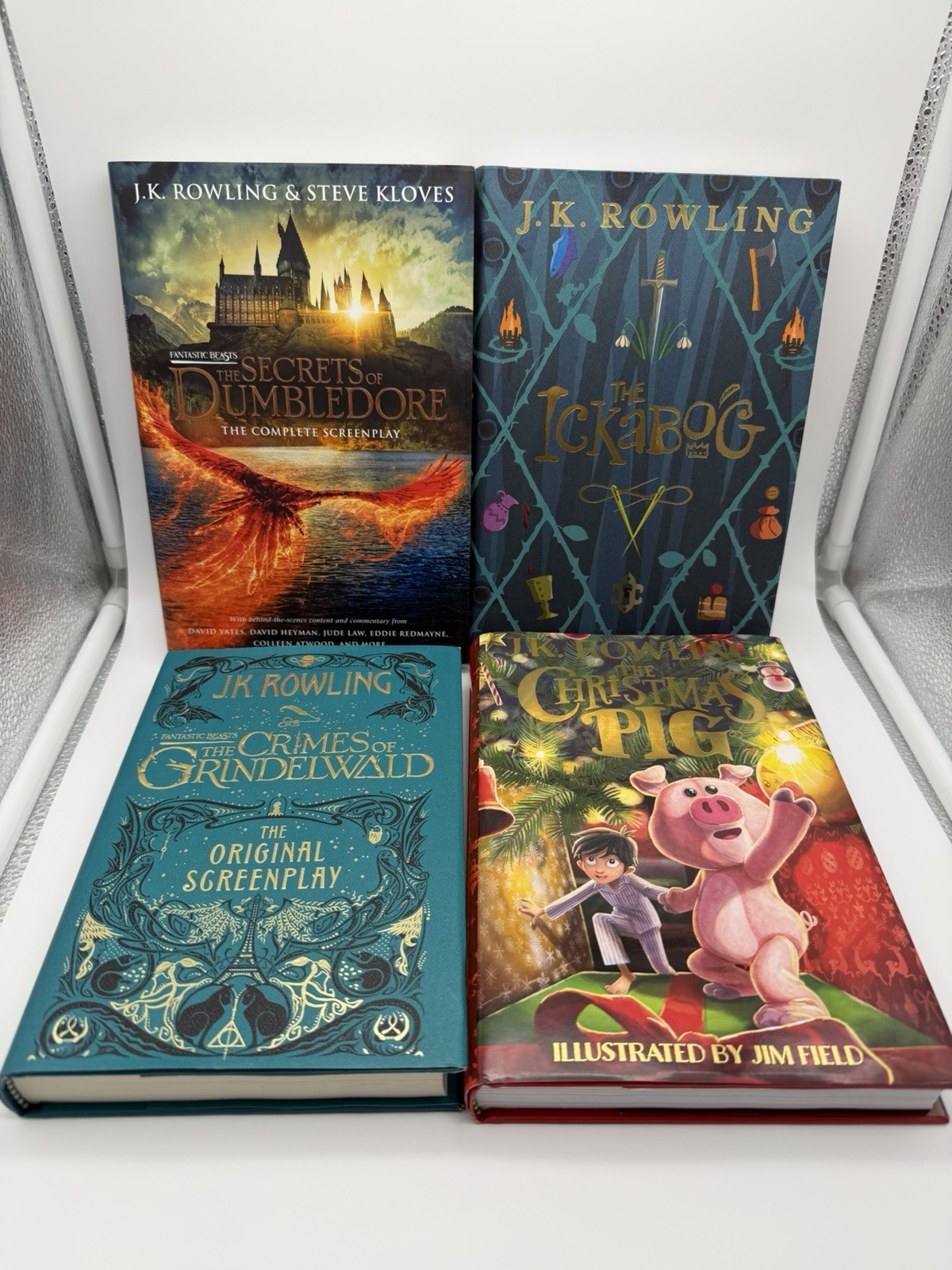 J.K. Rowling 1st Edition Hardcover Lot (4) Secrets of Dumbledore Ickabog Crimes