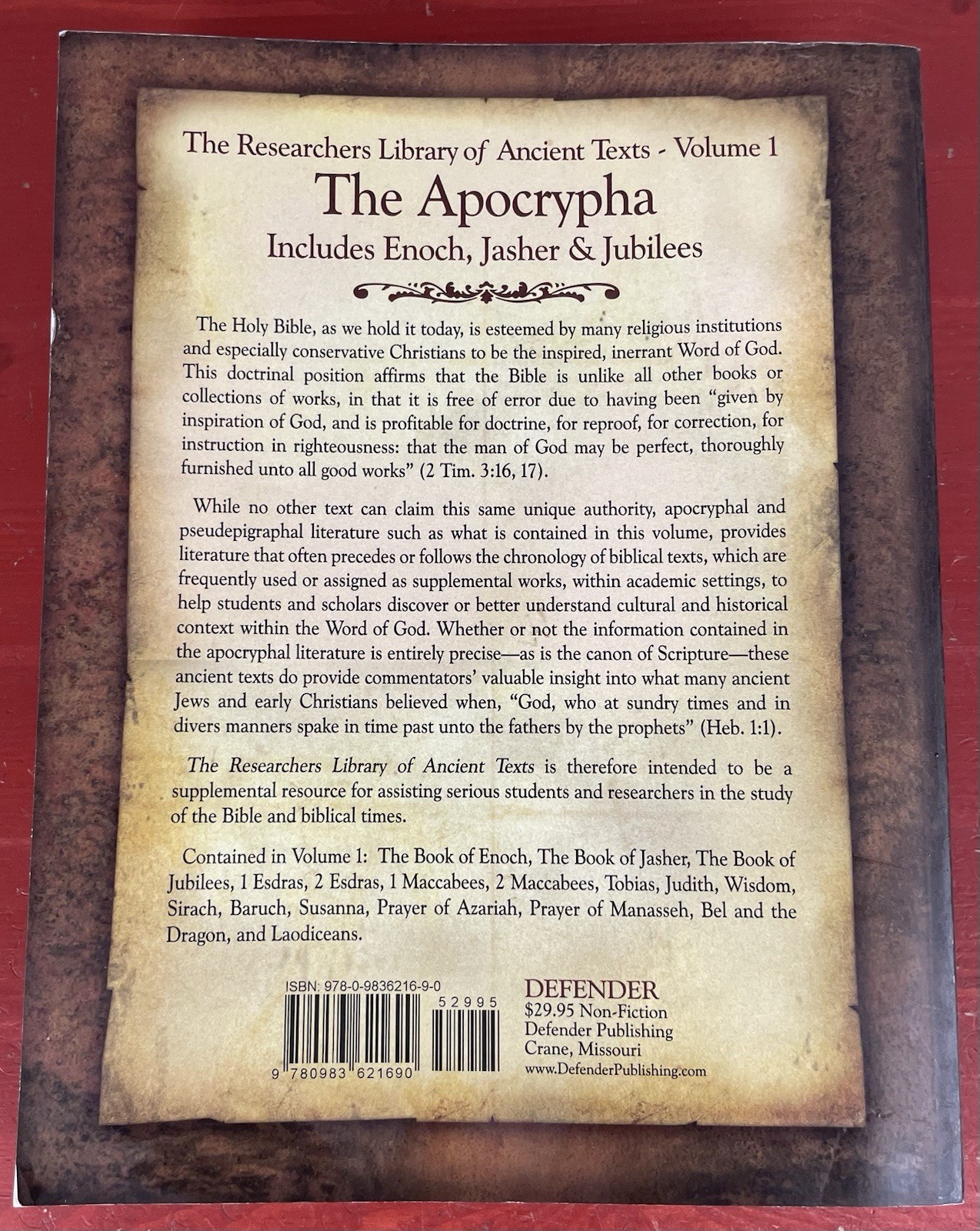 The Researchers Library of Ancient Texts, Volume 1: The Apocrypha Paperback 2011