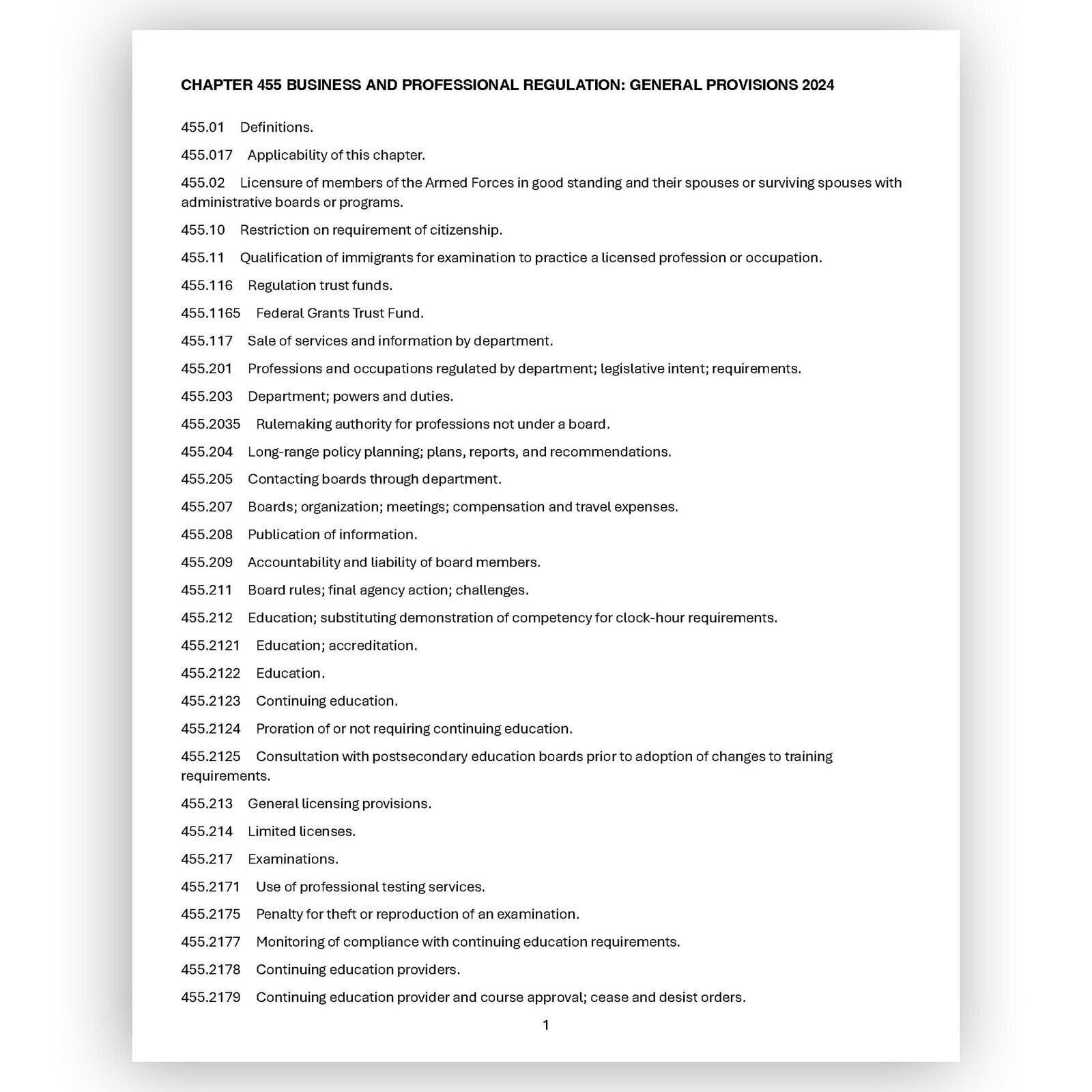 Florida Statutes Chapter 455, 2024 Business and Professional Regulation:…