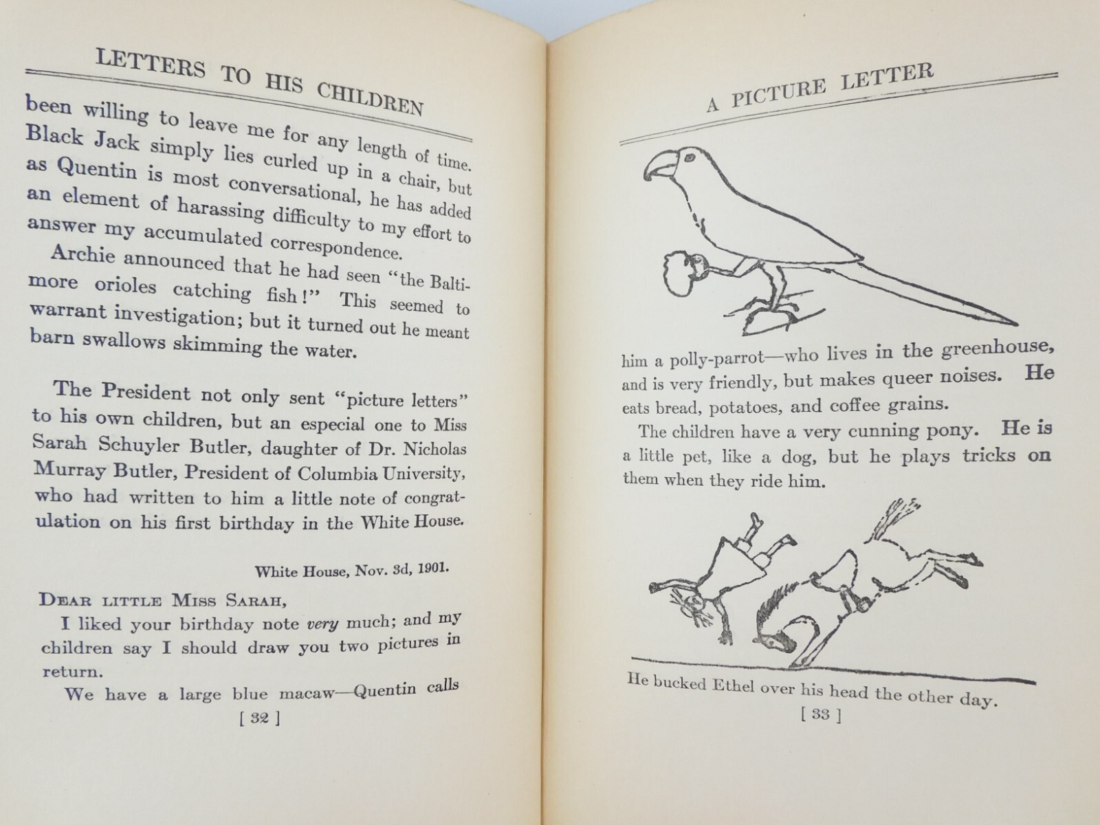 Theodore Roosevelt Letters To His Children 1919 Hardcover 240 Pages Scribner
