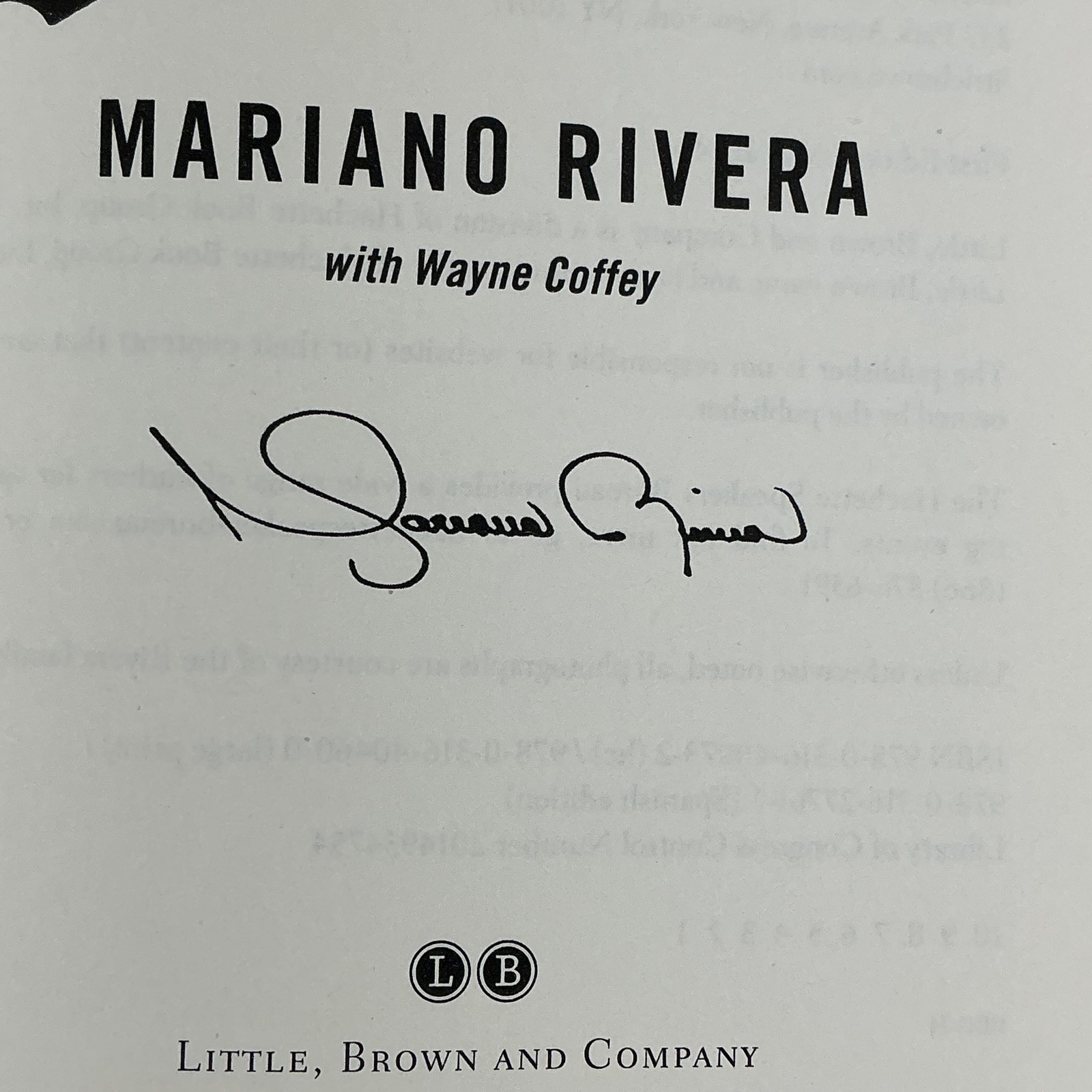 THE CLOSER: MY STORY Mariano Rivera Wayne Coffey Little Brown HC 1st Ed signed