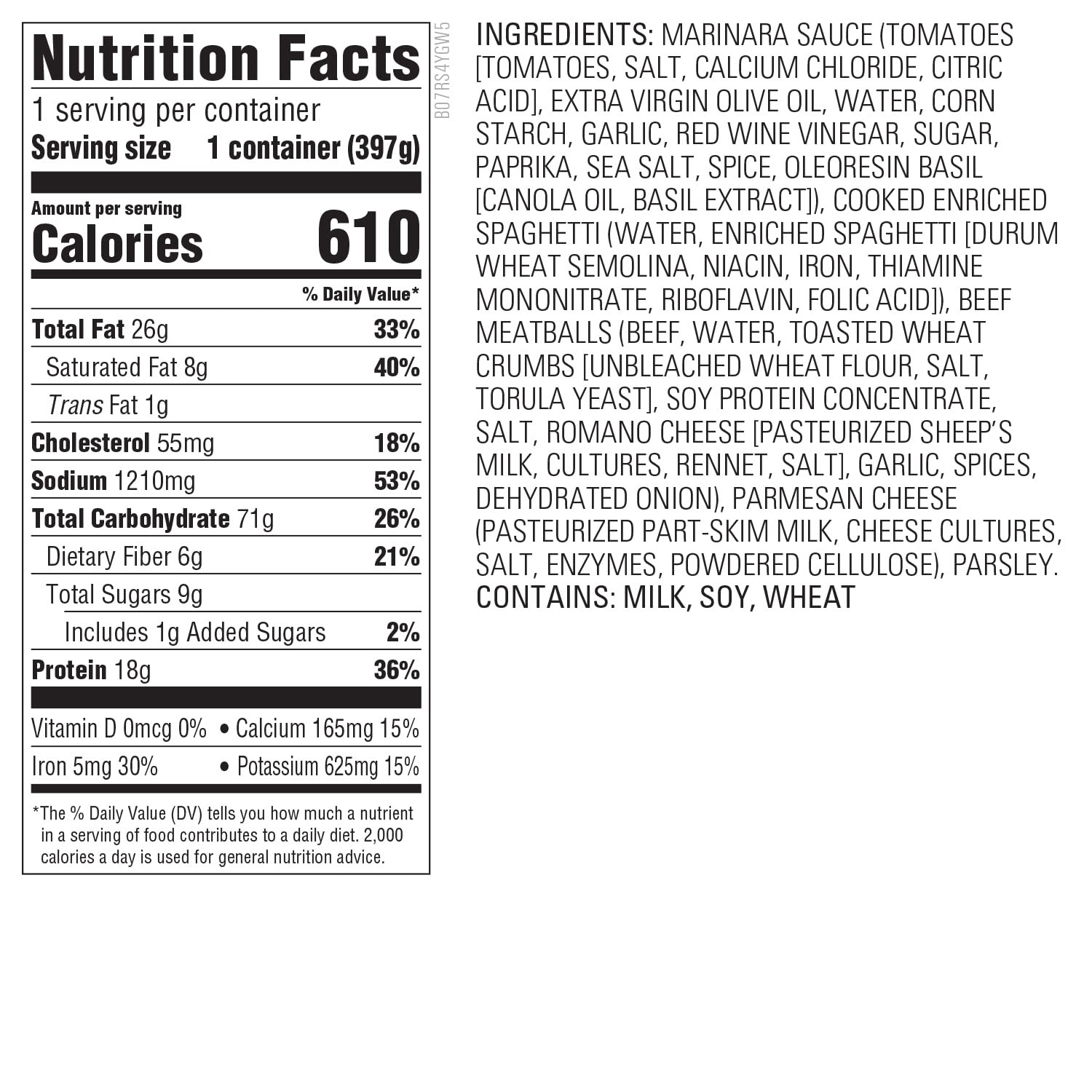 , Spaghetti, Beef Meatballs & Marinara Sauce, Single Serve Meal, 14 Oz
