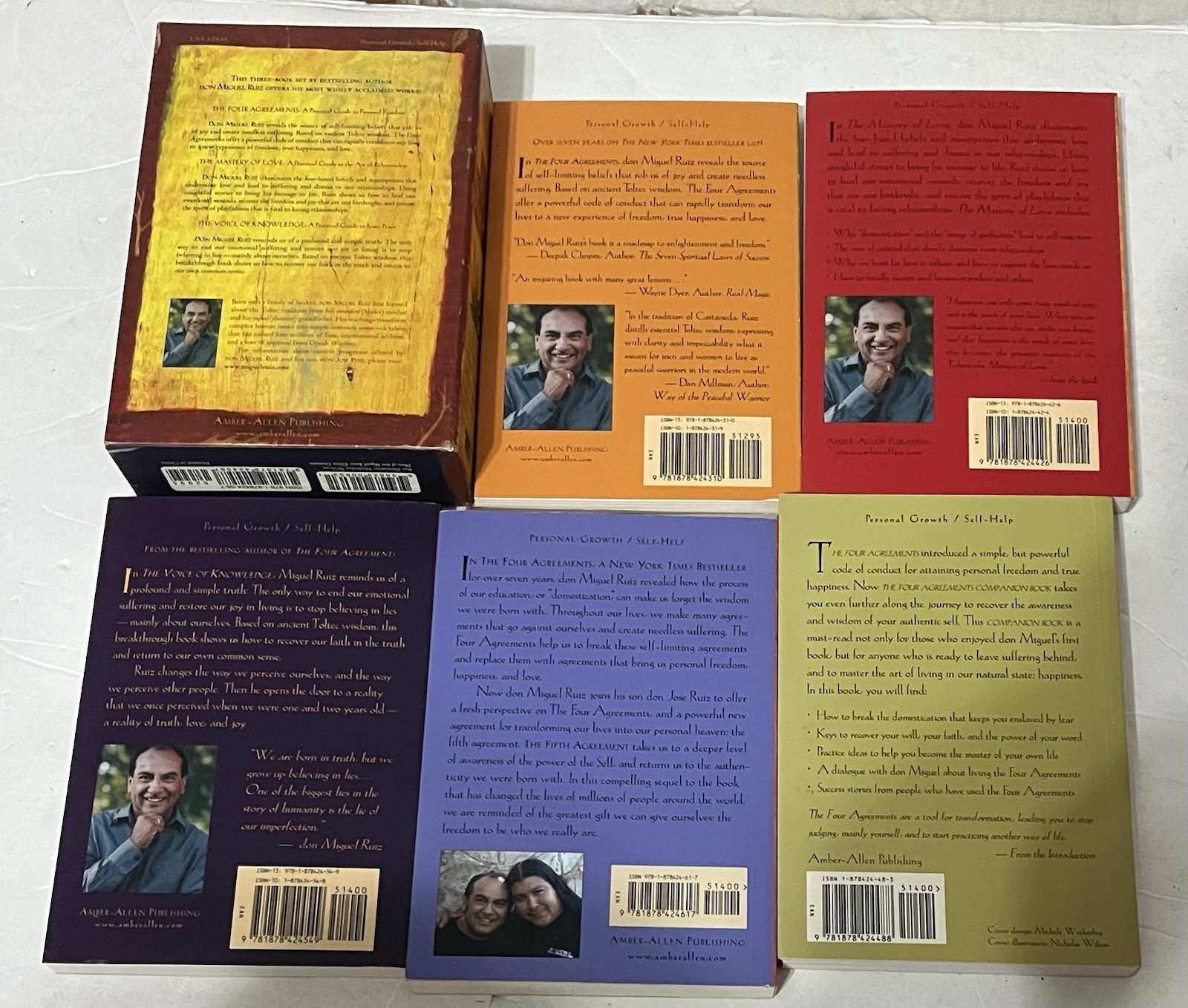 Lot Of 5 Don Miguel Ruiz Paperback Books Four Agreements, Mastery, Fifth, Voice