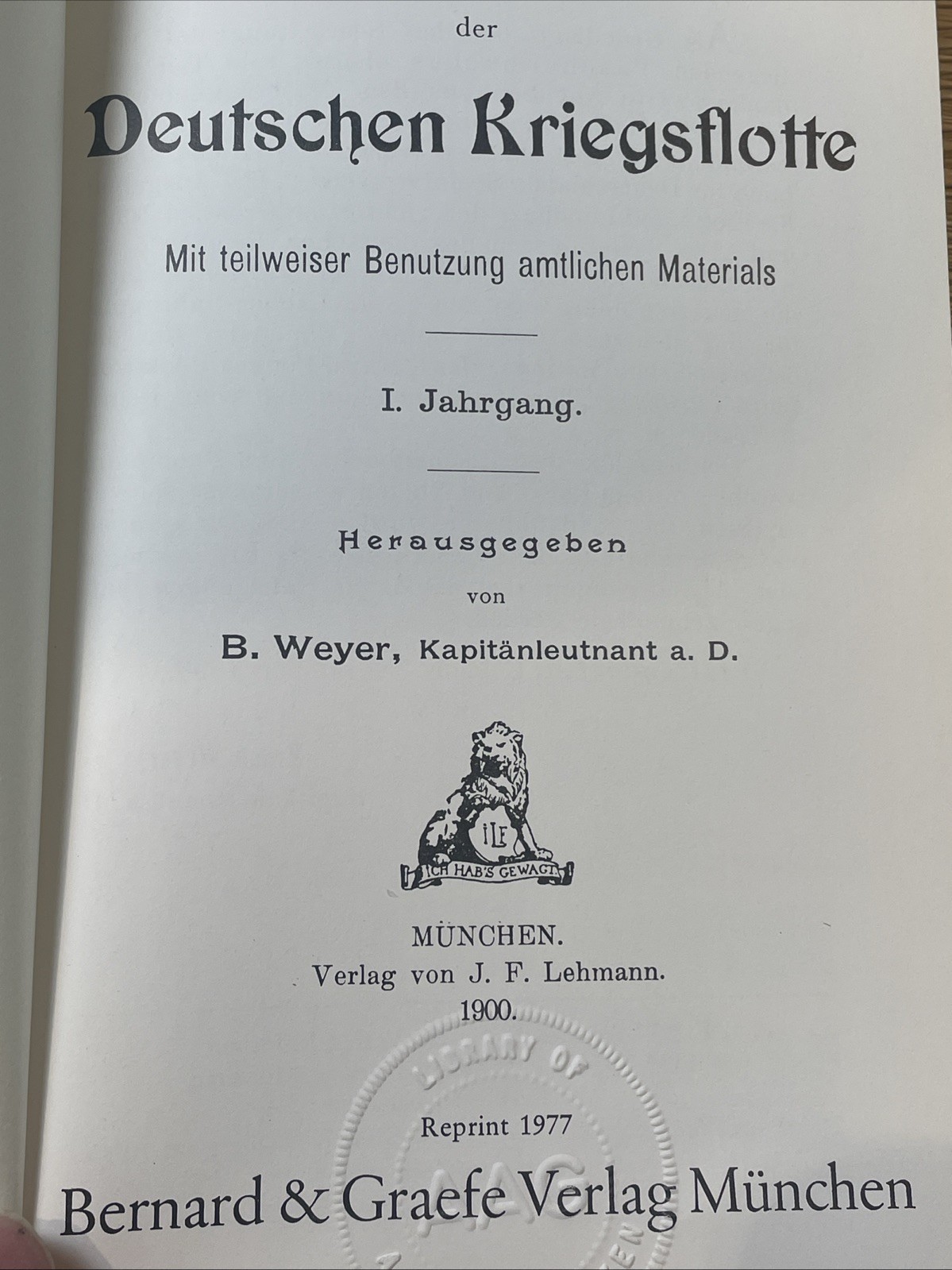 Taschenbuch der deutschen Kriegsflotte 1. Jahrgang Weyer B Reprint 1900