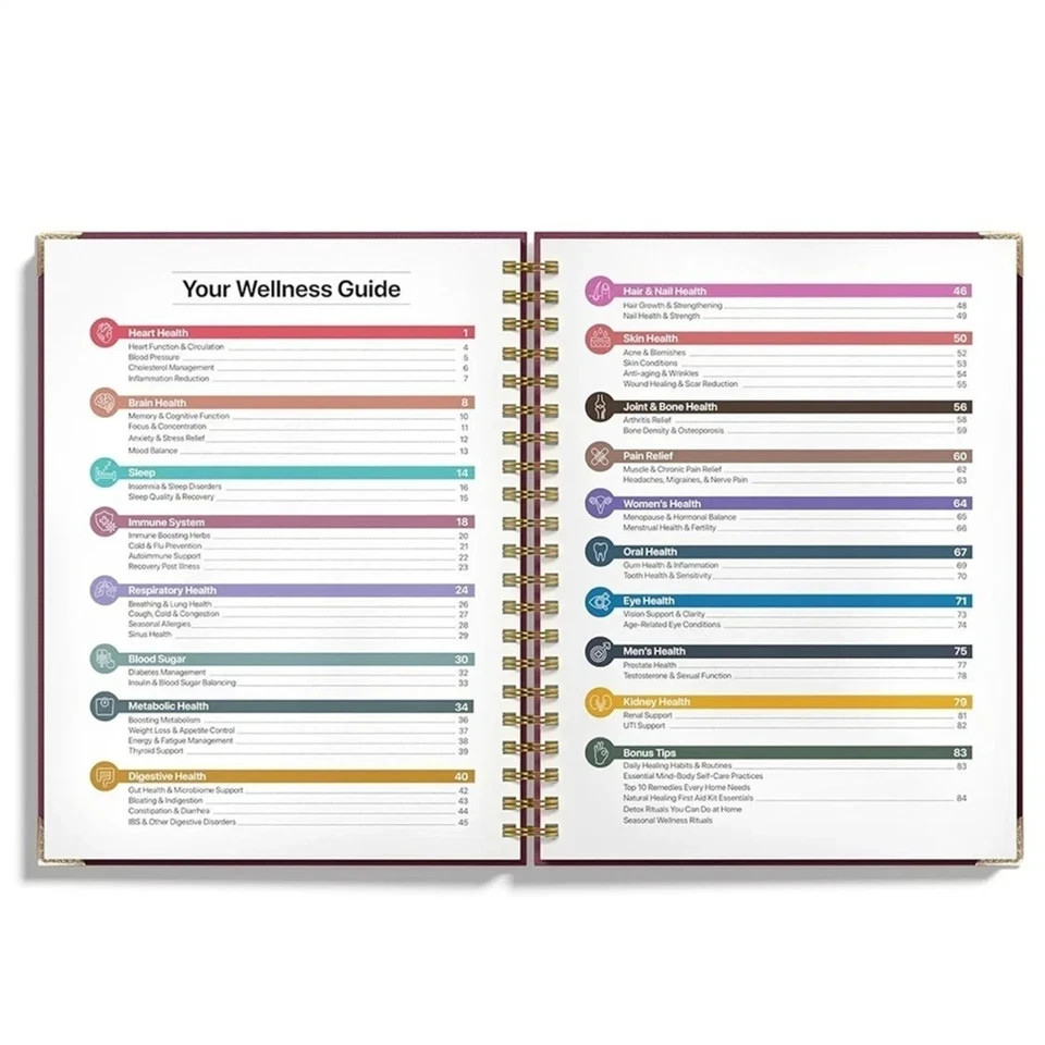 The Natural Healing Handbook, Spiral-Bound Guide for Herbal Remedies and Natural