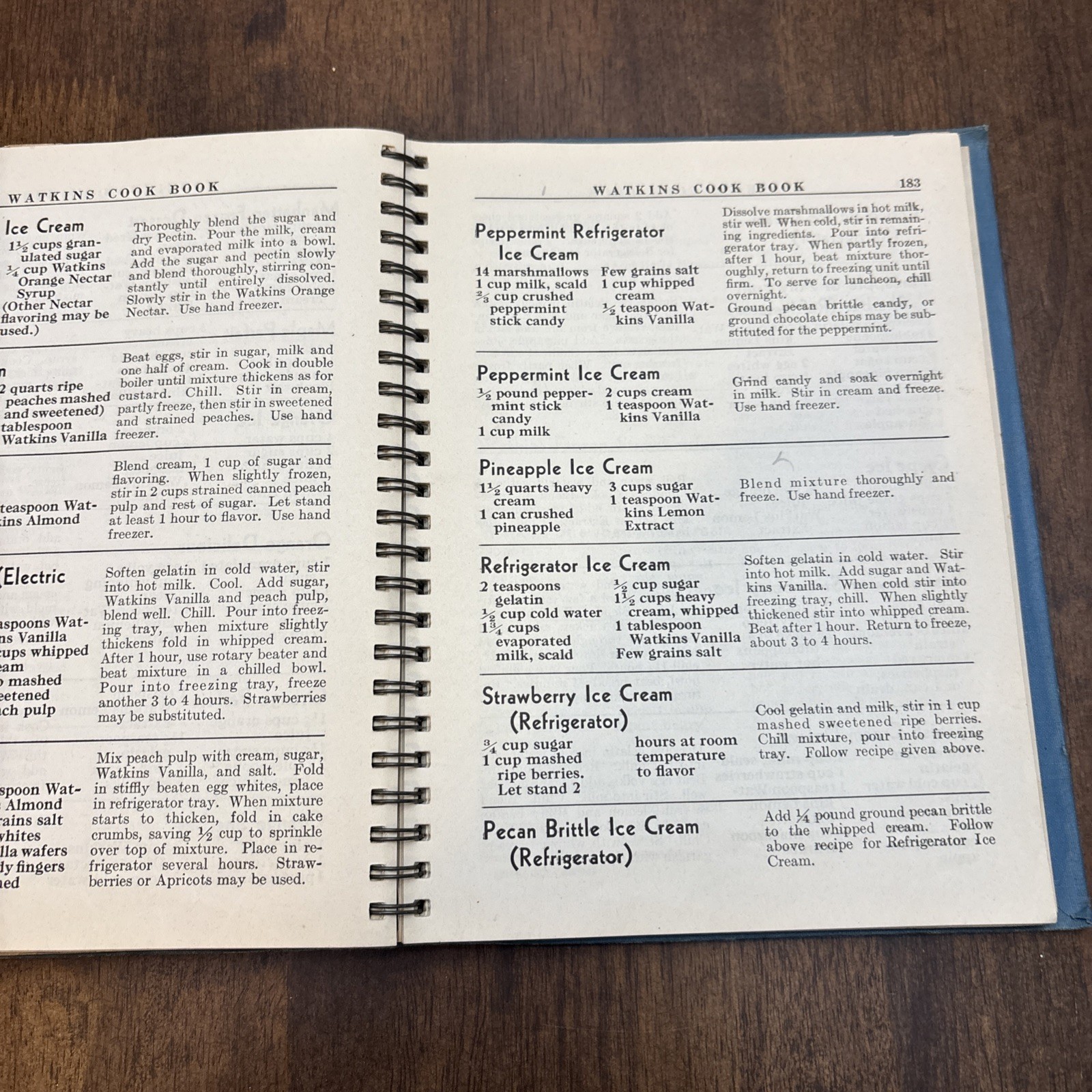 Cookbook 1938 J.R. Watkins Blue Wire Bound Interesting Recipes Vtg 288 Pages