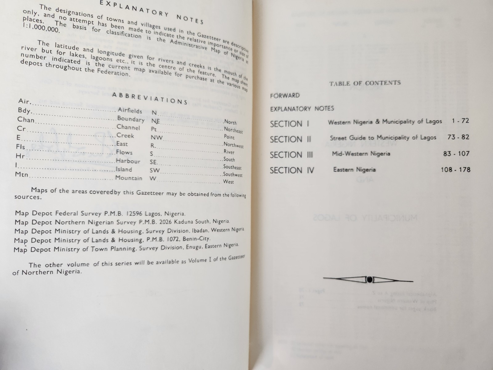 Gazetteer Vol II Nigeria Lagos 1965 Fold Out Map Federal Survey Book 176 Pages