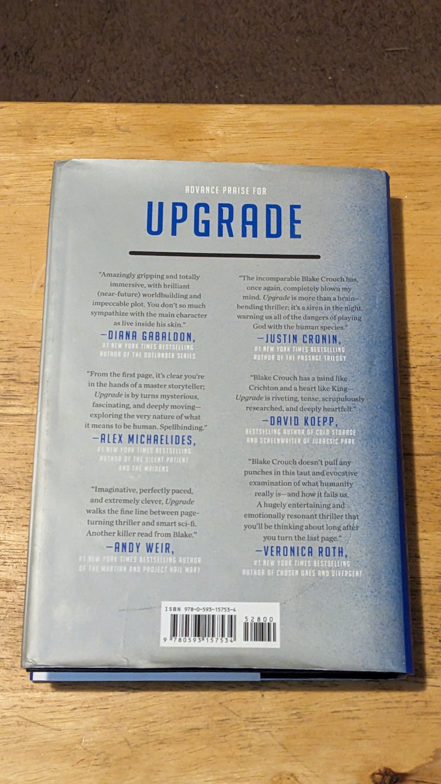 Upgrade : A Novel by Blake Crouch (2022, Hardcover) 1st Edition 1st Printing