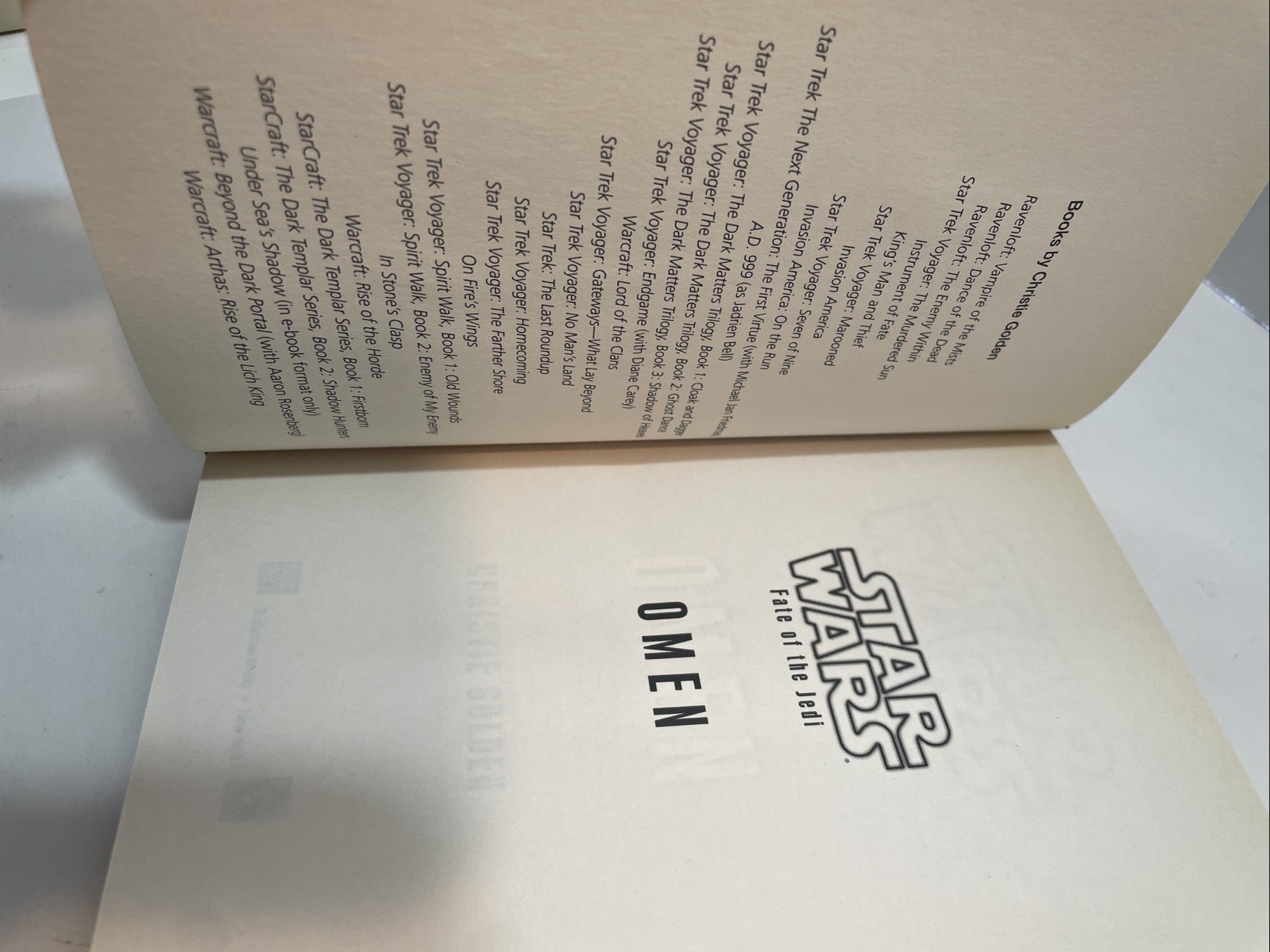2009 STAR WARS Fate of the Jedi OMEN Book Club ed SFBC Hardcover Christie Golden
